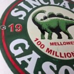 Vintage Sinclair Gasoline Sign – Dino Service Station Gas Pump Porcelain Ad Sign - Image 6