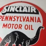 Vintage Sinclair Gasoline Sign – Porcelain Service Gas Pump Sign - Image 3