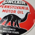 Vintage Sinclair Gasoline Sign – Porcelain Service Gas Pump Sign - Image 4