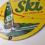 Vintage Ski Beverages Porcelain – Gas Pump Plate Soda Bottles Soda Pop Sign - Image 14