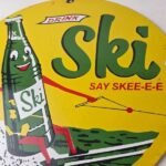 Vintage Ski Beverages Porcelain – Gas Pump Plate Soda Bottles Soda Pop Sign - Image 4