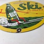 Vintage Ski Beverages Porcelain – Gas Pump Plate Soda Bottles Soda Pop Sign - Image 10