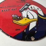 Vintage Smith & Wesson Porcelain Sign – Donald Duck Ad Gas Pump Firearms Sign - Image 11