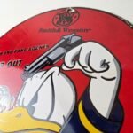 Vintage Smith & Wesson Porcelain Sign – Donald Duck Ad Gas Pump Firearms Sign - Image 12