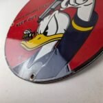 Vintage Smith & Wesson Porcelain Sign – Donald Duck Ad Gas Pump Firearms Sign - Image 14
