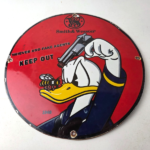 Vintage Smith & Wesson Porcelain Sign – Donald Duck Ad Gas Pump Firearms Sign - Image 15