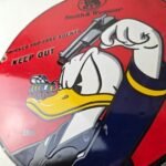 Vintage Smith & Wesson Porcelain Sign – Donald Duck Ad Gas Pump Firearms Sign - Image 4