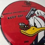 Vintage Smith & Wesson Porcelain Sign – Donald Duck Ad Gas Pump Firearms Sign - Image 6