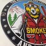 Vintage Smokey Bear Sign – Mountains Are Calling – Porcelain Gas Sign - Image 6
