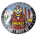 Vintage Smokey Bear Sign – Mountains Are Calling – Porcelain Gas Sign