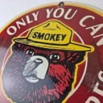 Vintage Smokey Bear Sign – Prevent Wildfires Prevention Porcelain Gas Park Sign - Image 12