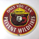 Vintage Smokey Bear Sign – Prevent Wildfires Prevention Porcelain Gas Park Sign - Image 15