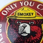 Vintage Smokey Bear Sign – Prevent Wildfires Prevention Porcelain Gas Park Sign - Image 3