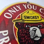 Vintage Smokey Bear Sign – Prevent Wildfires Prevention Porcelain Gas Park Sign - Image 5