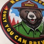 Vintage Smokey Bear Wildfires Sign – Only You, Prevention Gas Porcelain Sign - Image 6