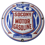 Vintage Socony Gasoline Sign – Motor Oil Porcelain Gas Pump Station Sign
