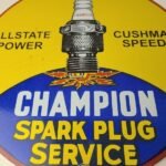 Vintage Spark Plugs Sign – Mechanic Automotive Garage Shop Gas Pump Plate Sign - Image 4