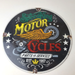 Vintage Speed King Motorcycles Sign – Harley, Indian, Porcelain Gas Pump Sign - Image 12
