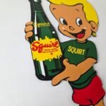 Vintage Squirt Boy Sign – Soda Gas Pump Wall Service Sales Porcelain Sign - Image 6