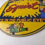 Vintage Squirt Soda Boy Sign – Gas Pump Wall Service Porcelain Cola Sign - Image 14
