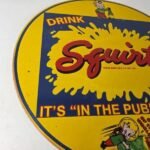 Vintage Squirt Soda Boy Sign – Gas Pump Wall Service Porcelain Cola Sign - Image 6