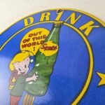 Vintage Squirt Soda Boy Sign – Gas Pump Wall Service Porcelain Cola Sign - Image 12