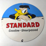 Vintage Standard Gasoline Sign – Disney Donald Duck Gas Pump Porcelain Sign - Image 15