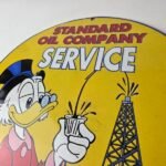 Vintage Standard Gasoline Sign – Gas Oil Pump Plate Porcelain Walt Disney Sign - Image 12
