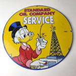 Vintage Standard Gasoline Sign – Gas Oil Pump Plate Porcelain Walt Disney Sign - Image 15