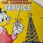 Vintage Standard Gasoline Sign – Gas Oil Pump Plate Porcelain Walt Disney Sign - Image 4