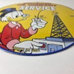 Vintage Standard Gasoline Sign – Gas Oil Pump Plate Porcelain Walt Disney Sign - Image 9