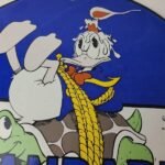 Vintage Standard Gasoline Sign – Gas Oil Pump Plate Walt Disney Porcelain Sign - Image 3