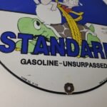 Vintage Standard Gasoline Sign – Gas Oil Pump Plate Walt Disney Porcelain Sign - Image 7