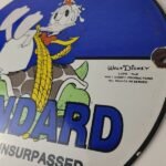 Vintage Standard Gasoline Sign – Gas Oil Pump Plate Walt Disney Porcelain Sign - Image 9