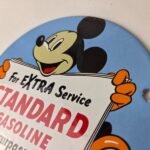 Vintage Standard Gasoline Sign – Porcelain Walt Disney Gas Oil Pump Plate Sign - Image 12