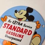 Vintage Standard Gasoline Sign – Porcelain Walt Disney Gas Oil Pump Plate Sign - Image 3