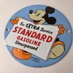 Vintage Standard Gasoline Sign – Porcelain Walt Disney Gas Oil Pump Plate Sign - Image 4