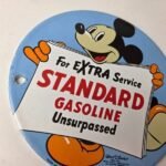 Vintage Standard Gasoline Sign – Porcelain Walt Disney Gas Oil Pump Plate Sign - Image 5