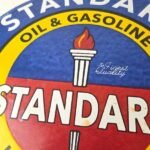 Vintage Standard Oil Company Sign – Gas Motor Oil Pump Plate Porcelain Sign - Image 3