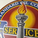 Vintage Standard Oil Company Sign – Porcelain Gas Motor Oil Pump Plate Sign - Image 3