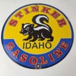 Vintage Stinker Gasoline Sign – Skunk Porcelain Service Station Gas Pump Sign - Image 15