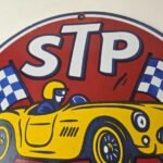 Vintage STP Porcelain Sign – Gas Pump Racing Automotive Sign - Image 3