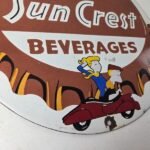 Vintage Sun Crest Tingle Sign – Soda Beverages Porcelain Gas Oil Pump Sign - Image 11