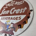 Vintage Sun Crest Tingle Sign – Soda Beverages Porcelain Gas Oil Pump Sign - Image 13