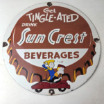 Vintage Sun Crest Tingle Sign – Soda Beverages Porcelain Gas Oil Pump Sign - Image 15