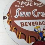 Vintage Sun Crest Tingle Sign – Soda Beverages Porcelain Gas Oil Pump Sign - Image 6