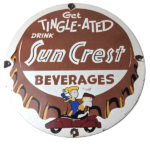 Vintage Sun Crest Tingle Sign – Soda Beverages Porcelain Gas Oil Pump Sign - Image 2
