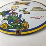 Vintage Sunoco Gasoline Porcelain Sign – Knockless Old Car Cartoon Gas Pump Sign - Image 10