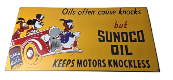 Vintage Sunoco Motor Oils Sign – Disney Dealership Gas Pump Porcelain Sign