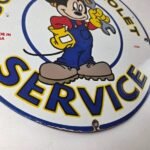 Vintage Super Chevrolet Sign – Porcelain Crossover Mickey Mouse Service Sign - Image 11